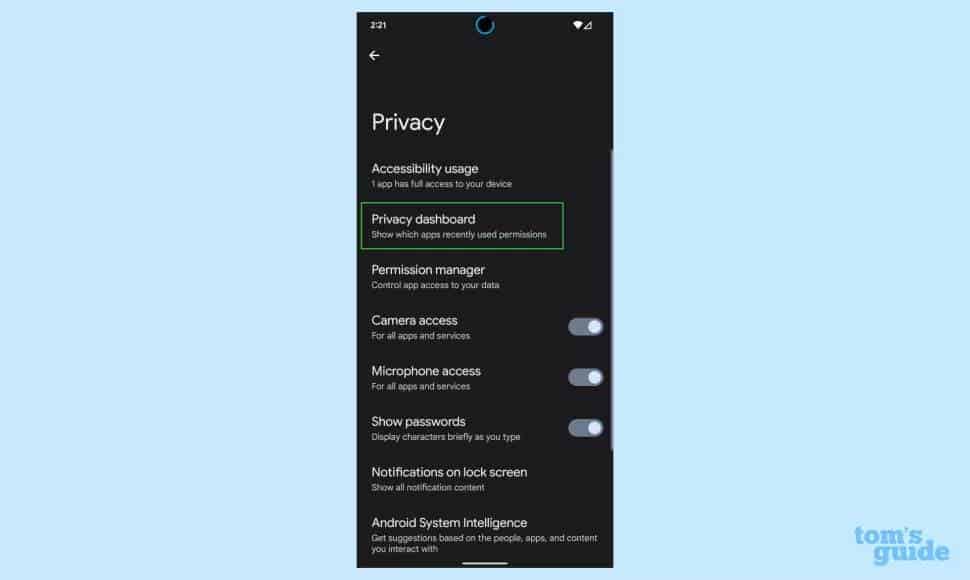 Android 12 Privacy Dashboard Access 2
