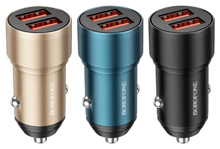 Авто З/У 2xUSB BOROFONE BZ19 QC3.0 без кабеля цвета