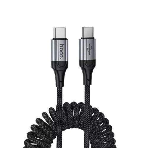 Кабель Type-C -> Type C 1.5m Hoco X121 60W пружинка черный