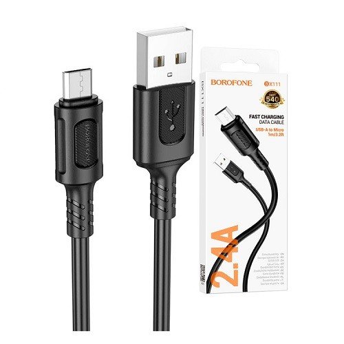 Кабель USB -> microUSB 1m BOROFONE BX111 2.4A MAX черный