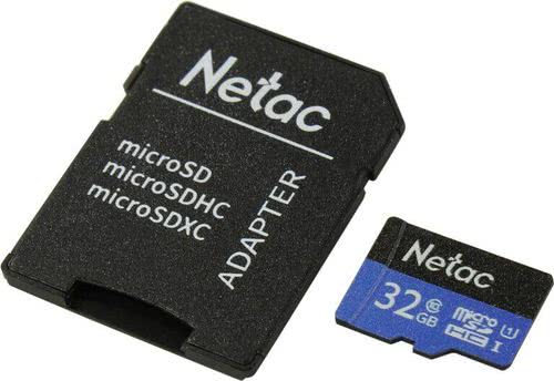 MicroSDHC 32GB Class 10 UHS-I (с адаптером) Netac P500 Standart NT02P500STN-032G-R