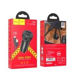 Авто З/У 2xUSB Hoco Z49 + кабель Type-C черный