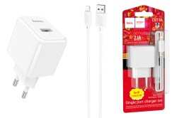Сетевое З/У 1xUSB Hoco CS11A 2.1A + кабел Lighting белый