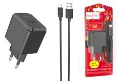 Сетевое З/У 1xUSB Hoco CS11A 2.1A + кабел Lighting черный