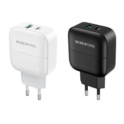 Сетевое З/У 1xType-C+1xUSB BOROFONE BA46A PD18W/QC3.0