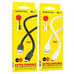 Кабель USB -> microUSB 1m BOROFONE BX81 2.4A MAX 6mm