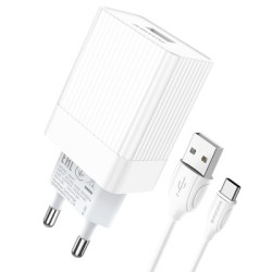 Сетевое З/У 1xUSB BOROFONE BA47A QC3.0 + кабель Type-C