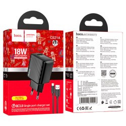 Сетевое З/У 1xUSB Hoco CS21A QC3.0 18W+кабель Type-C