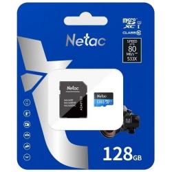 MicroSD 128GB Class 10 (с адаптером) Netac P500 Standart NT02P500STN-128G-R