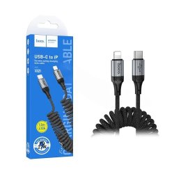 Кабель Type-C -> Lightning 1.5m Hoco X121 27W пружинка черный