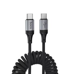 Кабель Type-C -> Type C 1.5m Hoco X121 60W пружинка черный