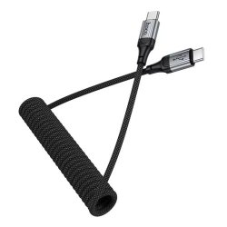 Кабель Type-C -> Type C 1.5m Hoco X121 60W пружинка черный