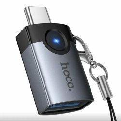 Переходник USB (м) -> Type-C (п) Hoco UA46C серый