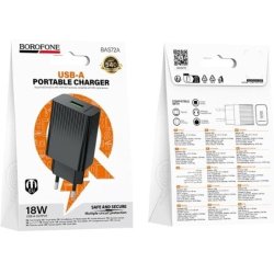 Сетевое З/У 1xUSB BOROFONE BAS72A QC3.0 18W + кабель Type-C