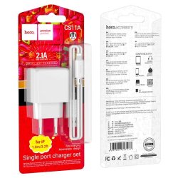 Сетевое З/У 1xUSB Hoco CS11A 2.1A + кабел Lighting белый