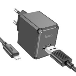 Сетевое З/У 1xUSB Hoco CS11A 2.1A + кабел Lighting черный