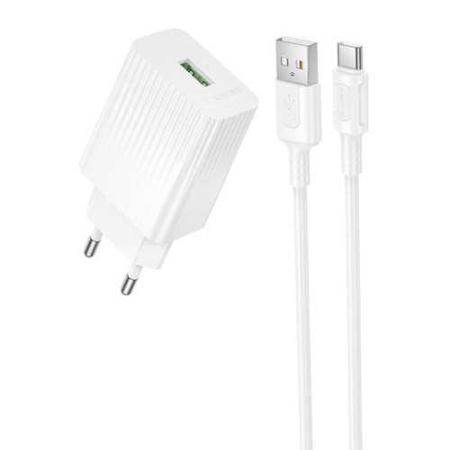 Сетевое З/У 1xUSB BOROFONE BAS72A QC3.0 18W + кабель Type-C