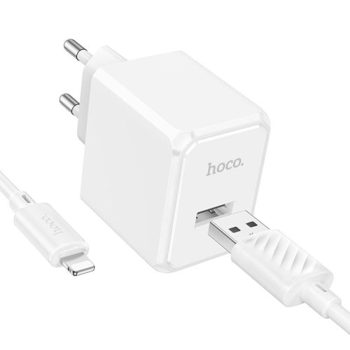 Сетевое З/У 1xUSB Hoco CS11A 2.1A + кабел Lighting белый